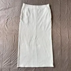 UNIQLO ユニクロ　リブ タイト ロングスカート ホワイト　Lサイズのサムネイル