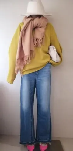 ラスチョ様C4996 スウェットライクニット×ストールコーデ