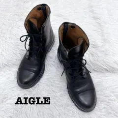 AIGLE レースアップブーツ 38(24cm) レザー 黒
