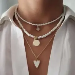 【新品】 motif necklace：ネックレス y2k 原宿 ハート 十字架のサムネイル