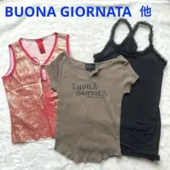 BUONA GIORNATA など3枚セット 半袖tシャツ　タンクトップ　黒　赤のサムネイル