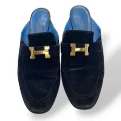 美品　エルメス　パラディ　パンプス　Hロゴ　スウェード　黒