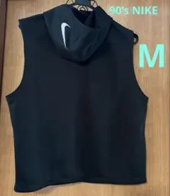 90’sNIKE フード付き ブラックベスト　90年代ナイキ　メンズMサイズ