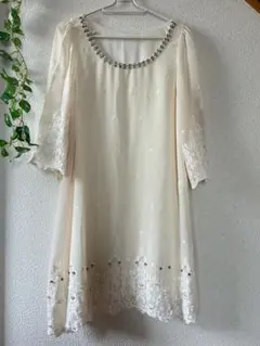 セシルマクビー 生成り　レース　七分袖　ワンピース　チュニック　⭐︎