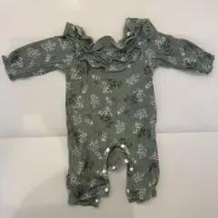 ベビーロンパース　3-6month グリーン　花柄