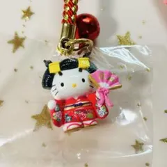 平成当時物　ハローキティ　根付け　ストラップ　東京お江戸八百八町　未開封　レア物