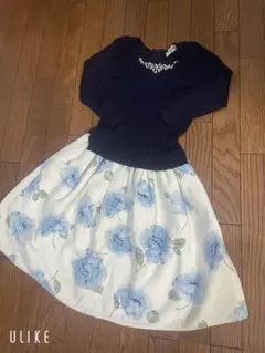 長袖　美品　お袖ビジュー　入学式　卒業式ドッキング　ワンピース　リランドチュール