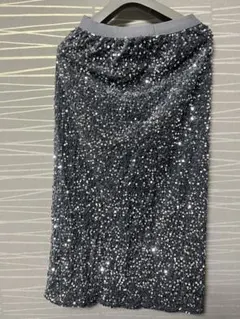 グレー スパンコール タイトスカート