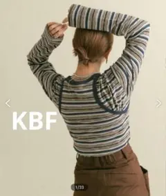 KBF ボーダータンクトップSETトップス秋冬レイヤード着心地◎トレンド着回し