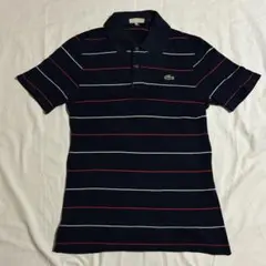 70s 前期 フランス製 フレンチラコステ ボーダーポロシャツ ネイビー 古着