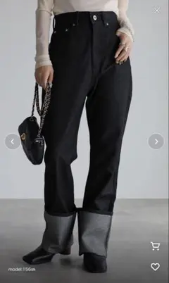 ロールアップストレートデニムパンツ