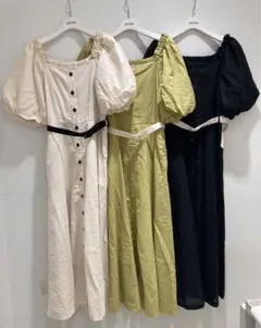 NICE CLAUP 配色ベルト袖ボリュームワンピース ナイスクラップ