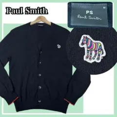 ✨美品✨PSポールスミス カーディガン ゼブラ刺繍 黒 M ウール 袖ライン