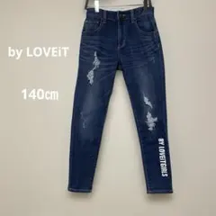 by LOVEiT バイラビット　デニムパンツ　ダメージ加工　ロゴ入り　140㎝のサムネイル