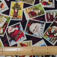 切手サンタ柄　210cm Quilting Treasures