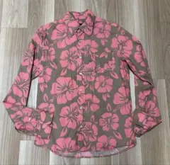 中古　Hollister ハイビスカス柄 長袖シャツ コットン100% Mのサムネイル