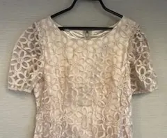 Apuweiser-riche 花柄刺繍入りオーガンジーフレアワンピース ピンク