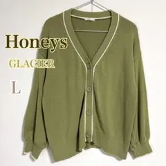 【Honeys】GLACIER オリーブグリーン L カーディガン　ハニーズ