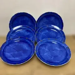 有田焼？　青いプレート6枚セット　食器まとめ売り　民藝　焼きもの
