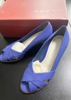 REGAL オープントゥパンプス 23cm 青 blue