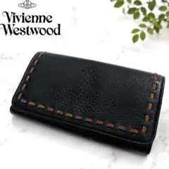 Vivienne Westwood パンチングオーブ 長財布 レザー 黒のサムネイル