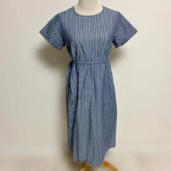 無印良品 ストライプ マタニティー 半袖ワンピース 授乳口付き M〜Lのサムネイル