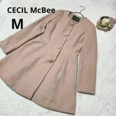 ◆セシルマクビー ノーカラーコート ベージュ アウター 無地 秋冬/M