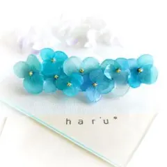 ❁紫陽花ヘアクリップ❁本物の紫陽花　プリザーブドフラワー（エメラルドグリーン）