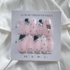 No.6 ネイルチップ　現品　量産型　フレンチガーリー　スナ系　ピンク