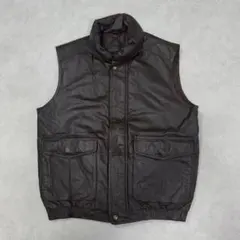 古着 80s 黒タグ エディーバウアー レザー ベスト ジャケット ブラウン 茶