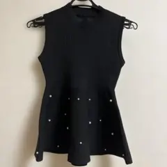 GRL ノースリーブパールペプラムニットトップス[fu185]