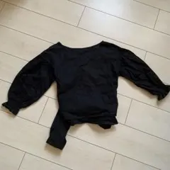 バルーンスリーブ黒シャツウエストリボン付き