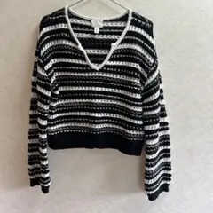 H&M 黒と白のストライプ編み目セーター Mサイズ