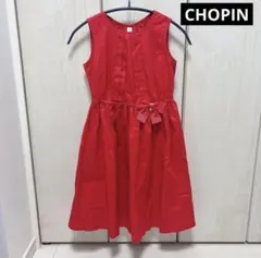 CHOPIN レッド　130cm リボン付き　ノースリーブワンピース