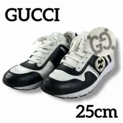 良品 GUCCI グッチ GG スニーカー インターロッキング ロゴ レザー 黒