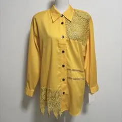 ヴィンテージ レース切替ブラウス 綿100% レトロ 80s 90s 個性的