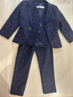 ネイビー チェック柄 スーツセット