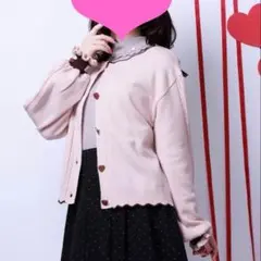 axes femme ハート釦バイカラーニットカーディガンのサムネイル