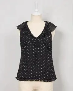 極美品✨ANAYI ドットプリントバテンレースブラウス 36 ブラック 