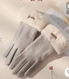 ブラウン系　カシミヤ　ファー付き手袋 未使用
