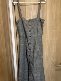 グレンチェック柄 キャミワンピース フロントボタン