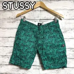 STUSSY USA ハーフ　パンツ 総柄　ペイズリー　グリーン　28サイズのサムネイル