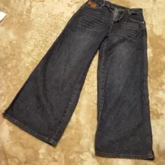 FIRST-RATE ダークブルーワイドレッグデニムパンツ