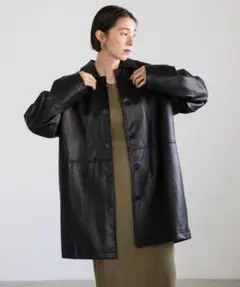 select MOCA 2022 AW フェイクレザーオーバーミドルジャケット