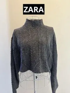ZARA グレー クロップド ニットセーターレディース