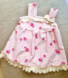 いちご柄　ベビー　水着　ワンピース　ピンク　チェック　女の子用