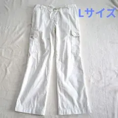 【美品】エディフィス　ホワイト カーゴパンツ ドローコード付　綿100% Lのサムネイル