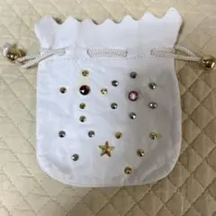 ビジュー付き巾着ポーチ