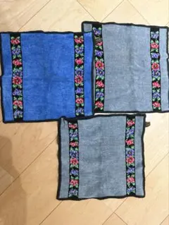 【used】FEILER 花柄刺繍 ハンカチ 3枚セット