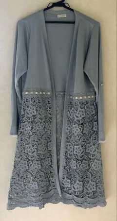 axes femme ブルーレースロングカーディガン